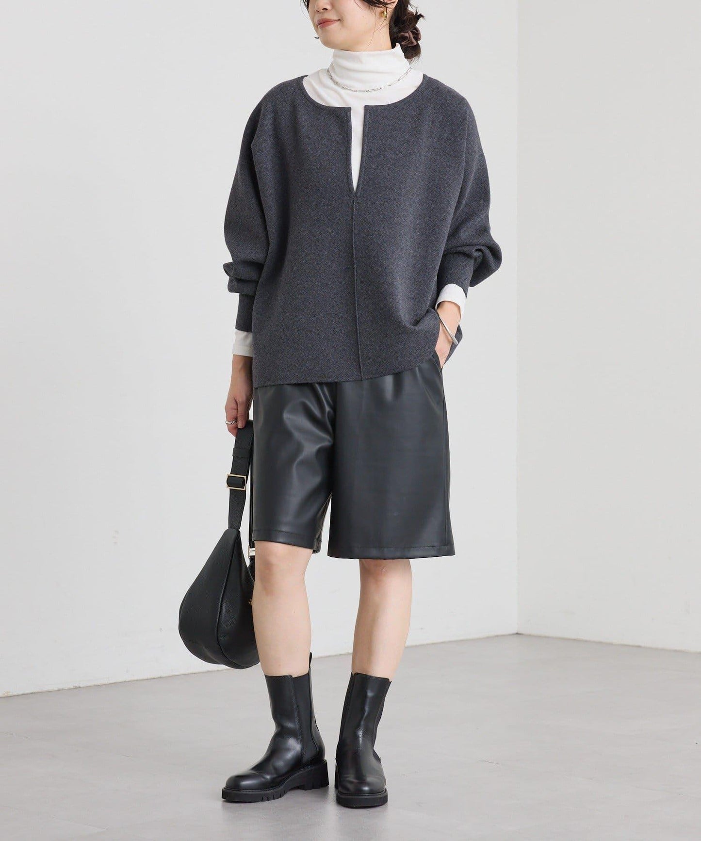 【輕盈感◎】鑰匙領口墊肩針織衫/預計12月中旬發貨