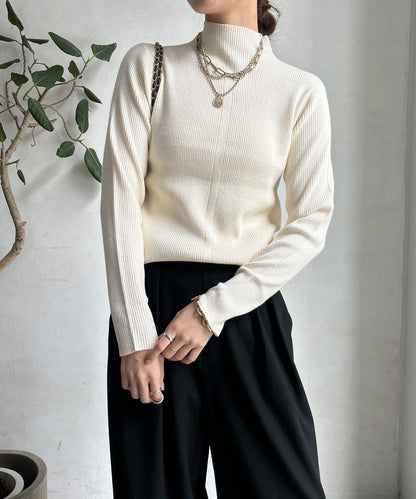 高領羅紋針織衫