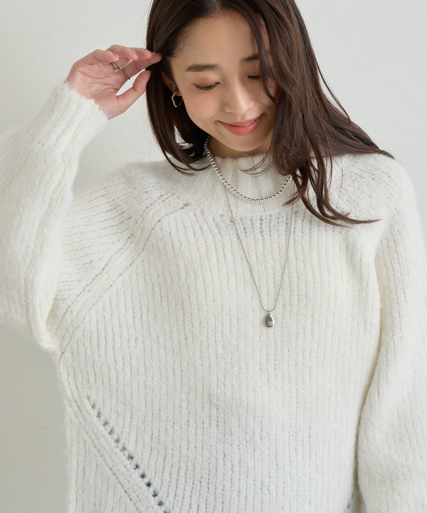 日常百搭壓縮起毛寬領針織衫