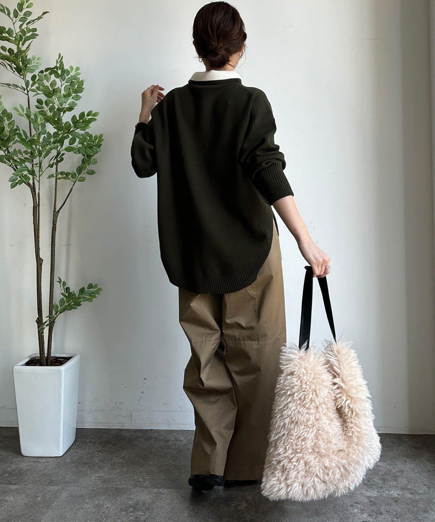 拼色雙層領針織上衣