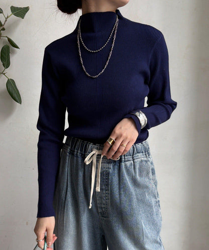 高領羅紋針織衫