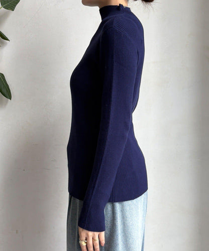 高領羅紋針織衫