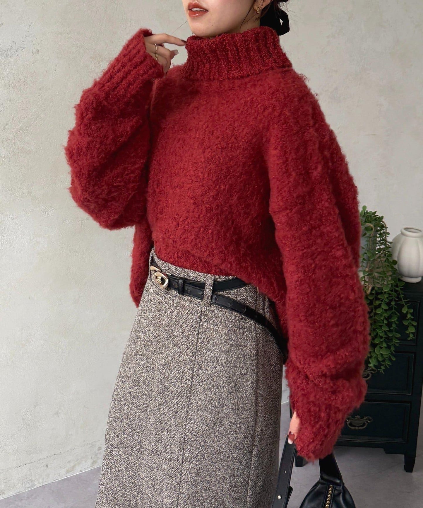 圈圈紗高領針織衫