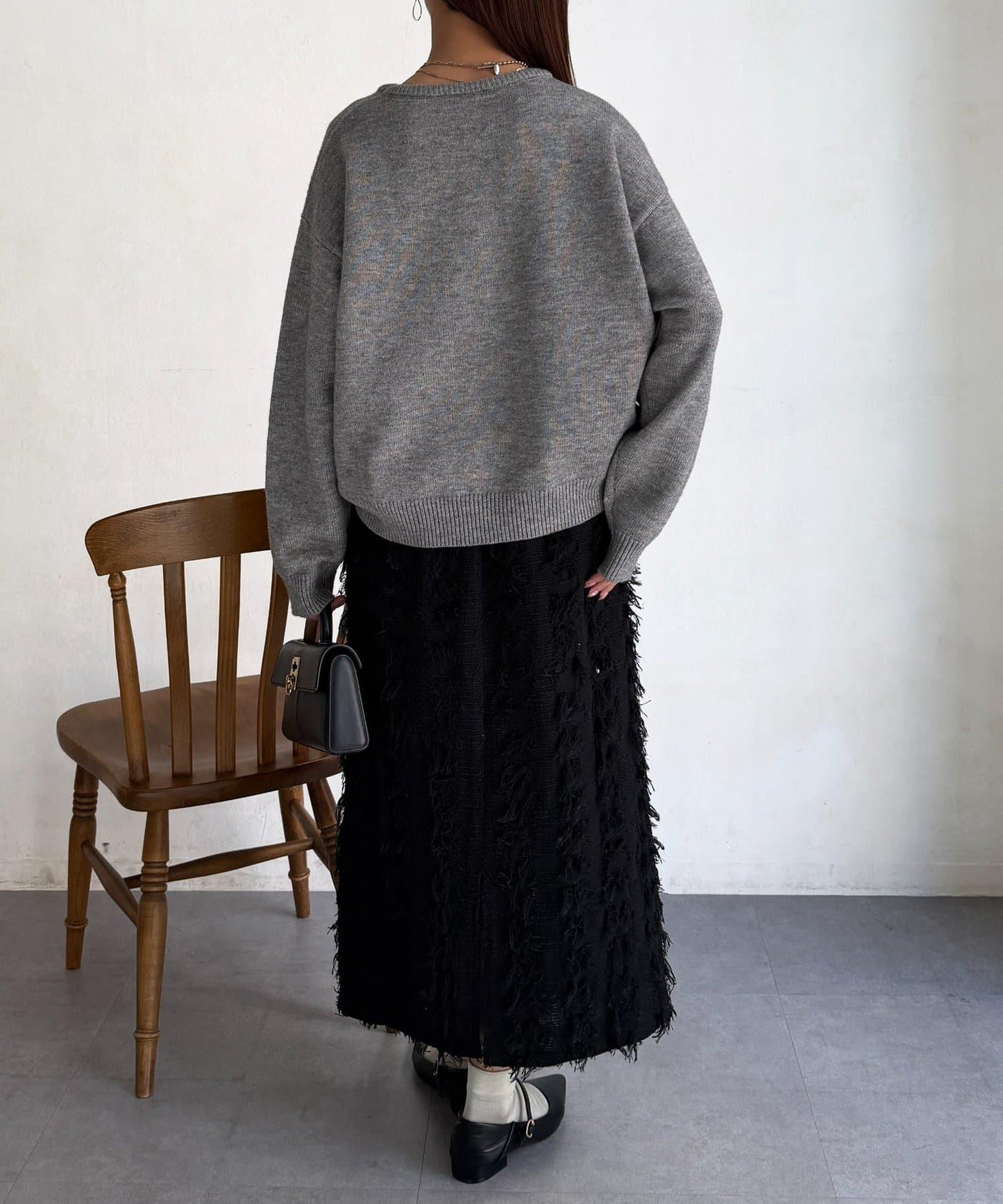 毛絨字母圖案針織套頭衫