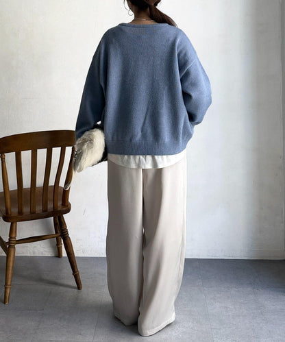 毛絨字母圖案針織套頭衫