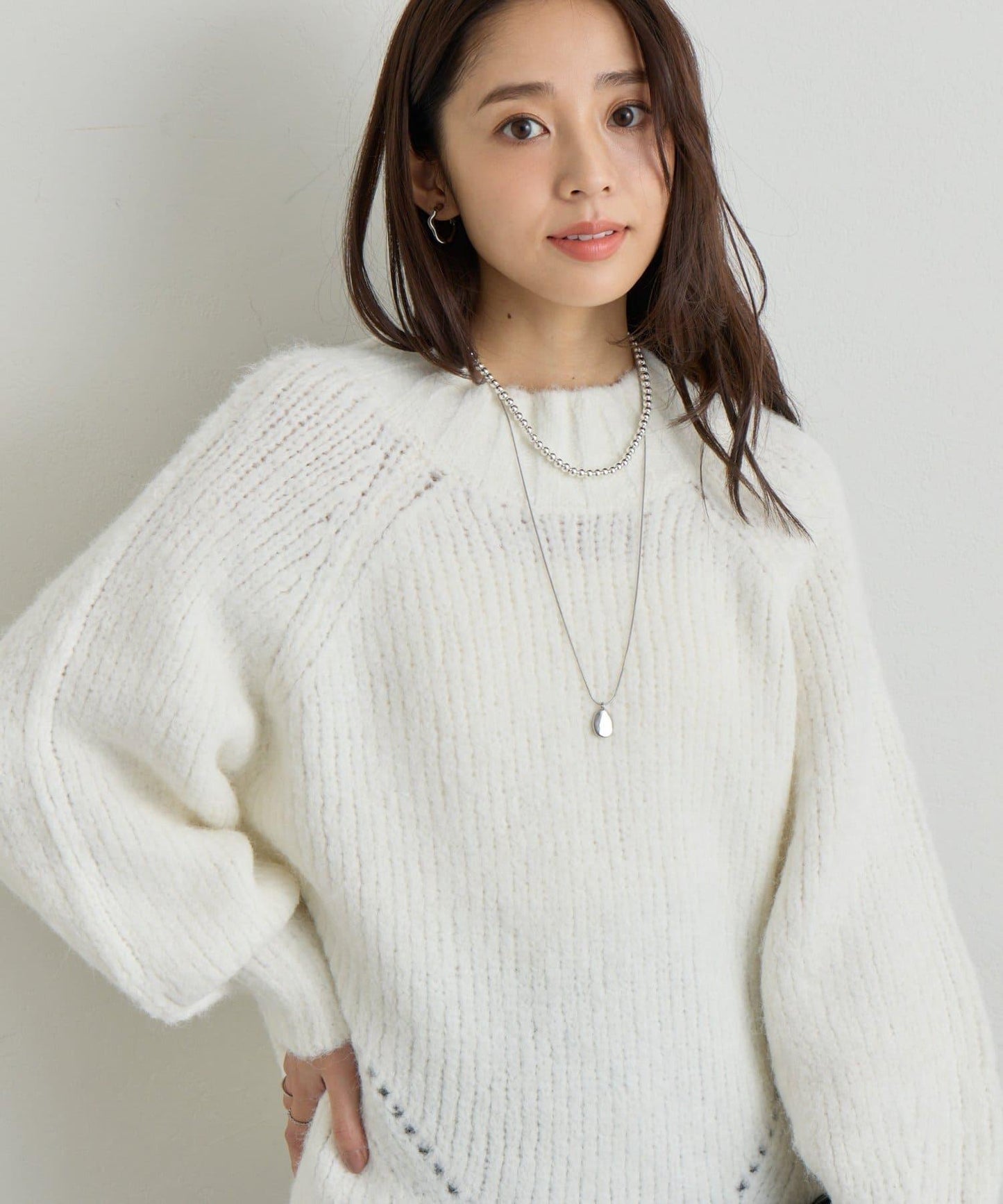 日常百搭壓縮起毛寬領針織衫