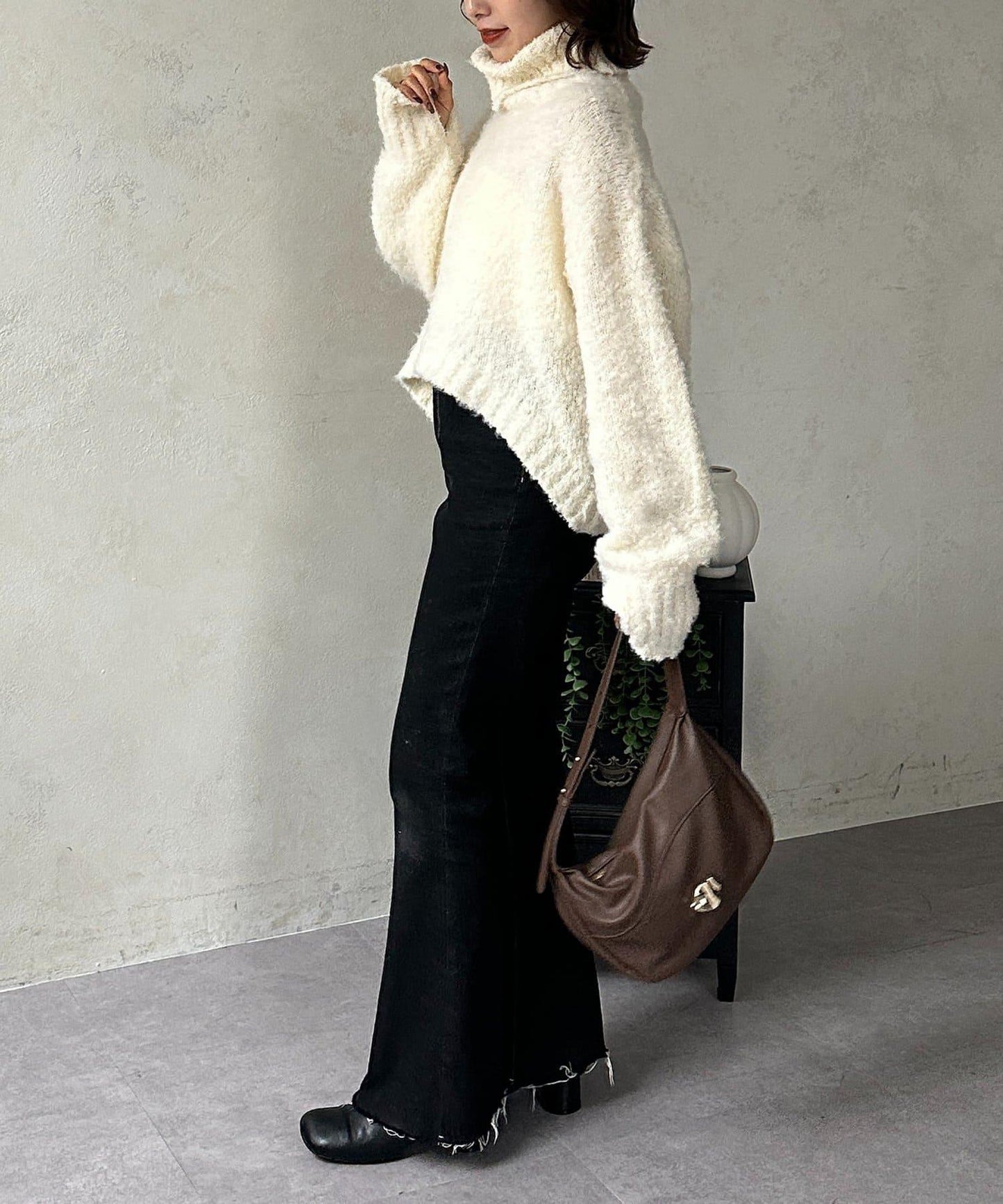 圈圈紗高領針織衫