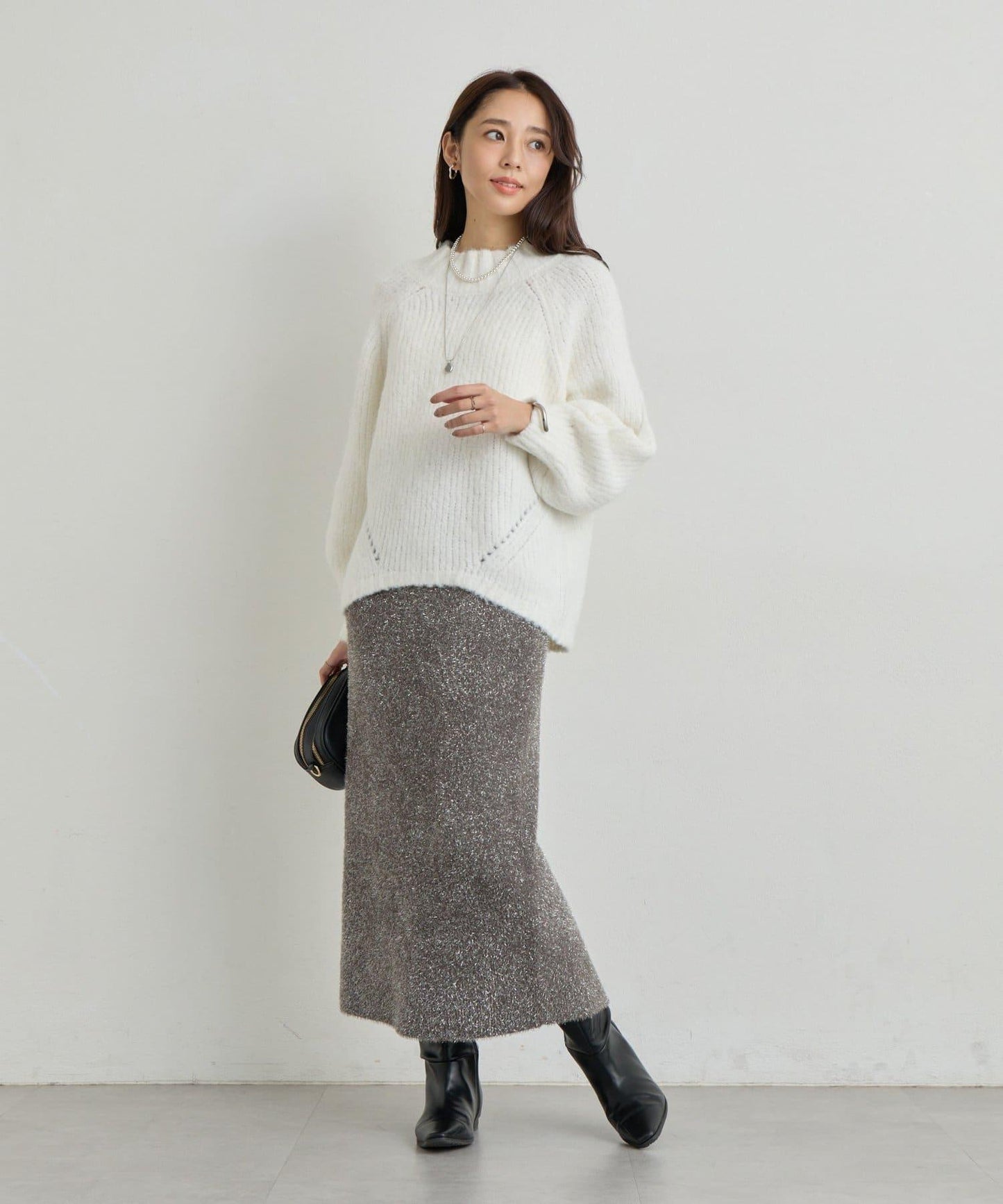 日常百搭壓縮起毛寬領針織衫