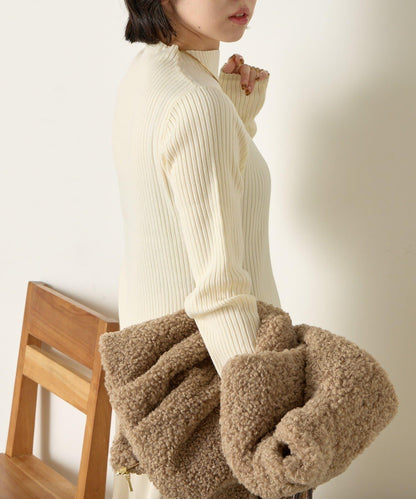 金色紐扣羅紋針織衫