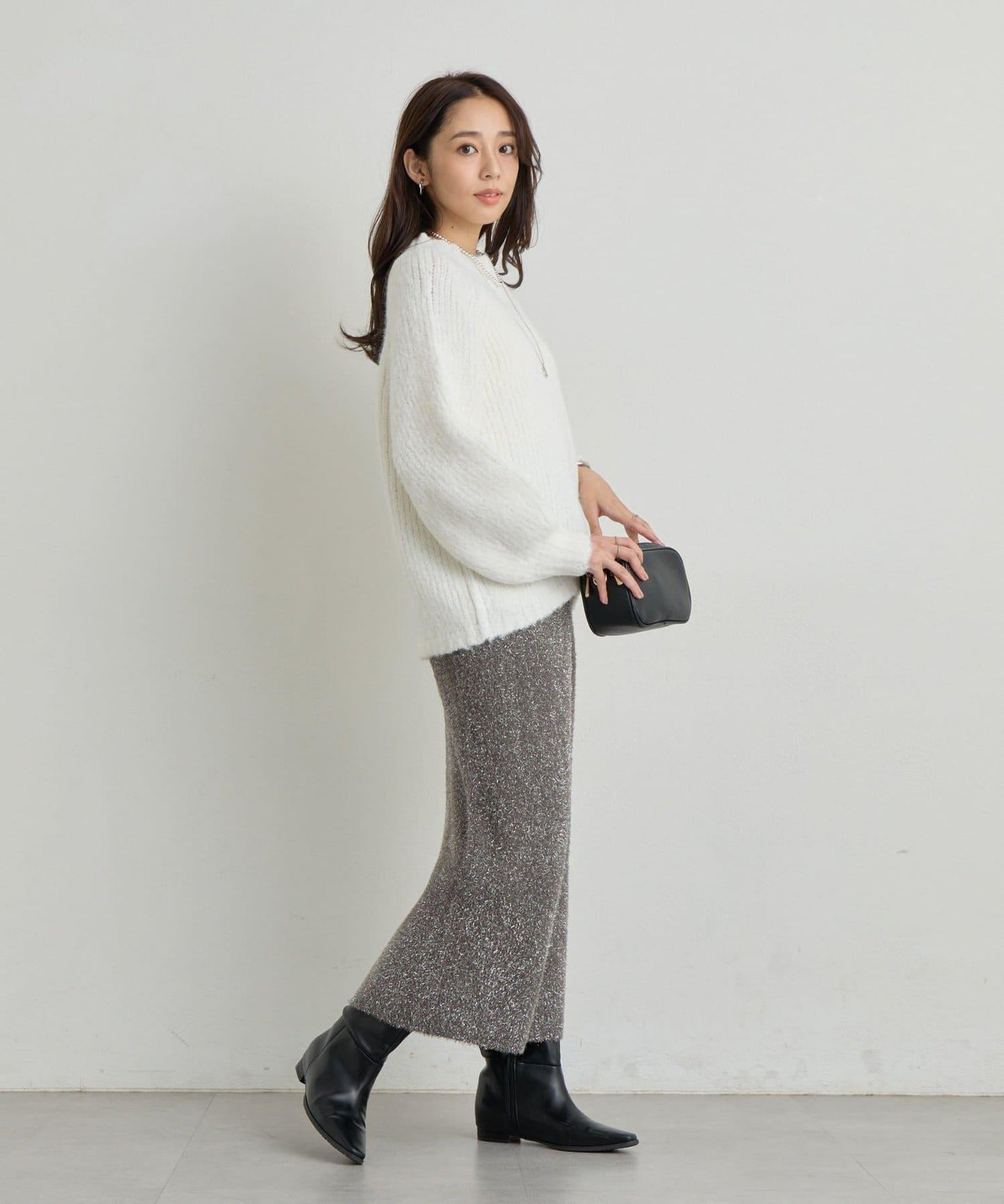 日常百搭壓縮起毛寬領針織衫