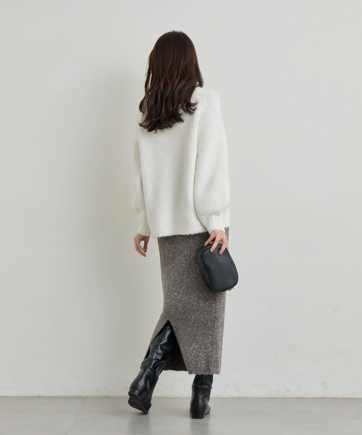 增添華麗感薄膜亮片針織修身半身裙