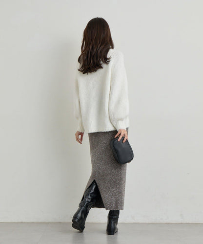 增添華麗感薄膜亮片針織修身半身裙