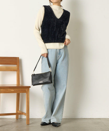 金色紐扣羅紋針織衫