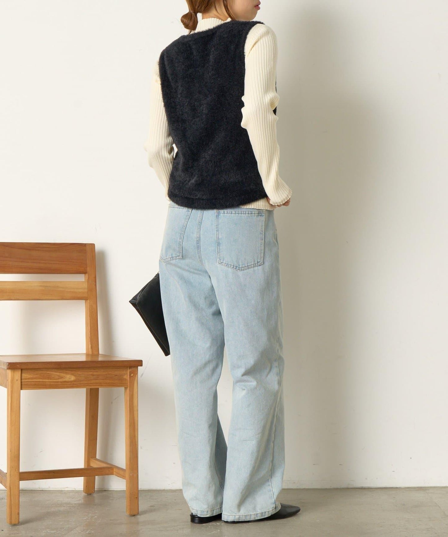 金色紐扣羅紋針織衫