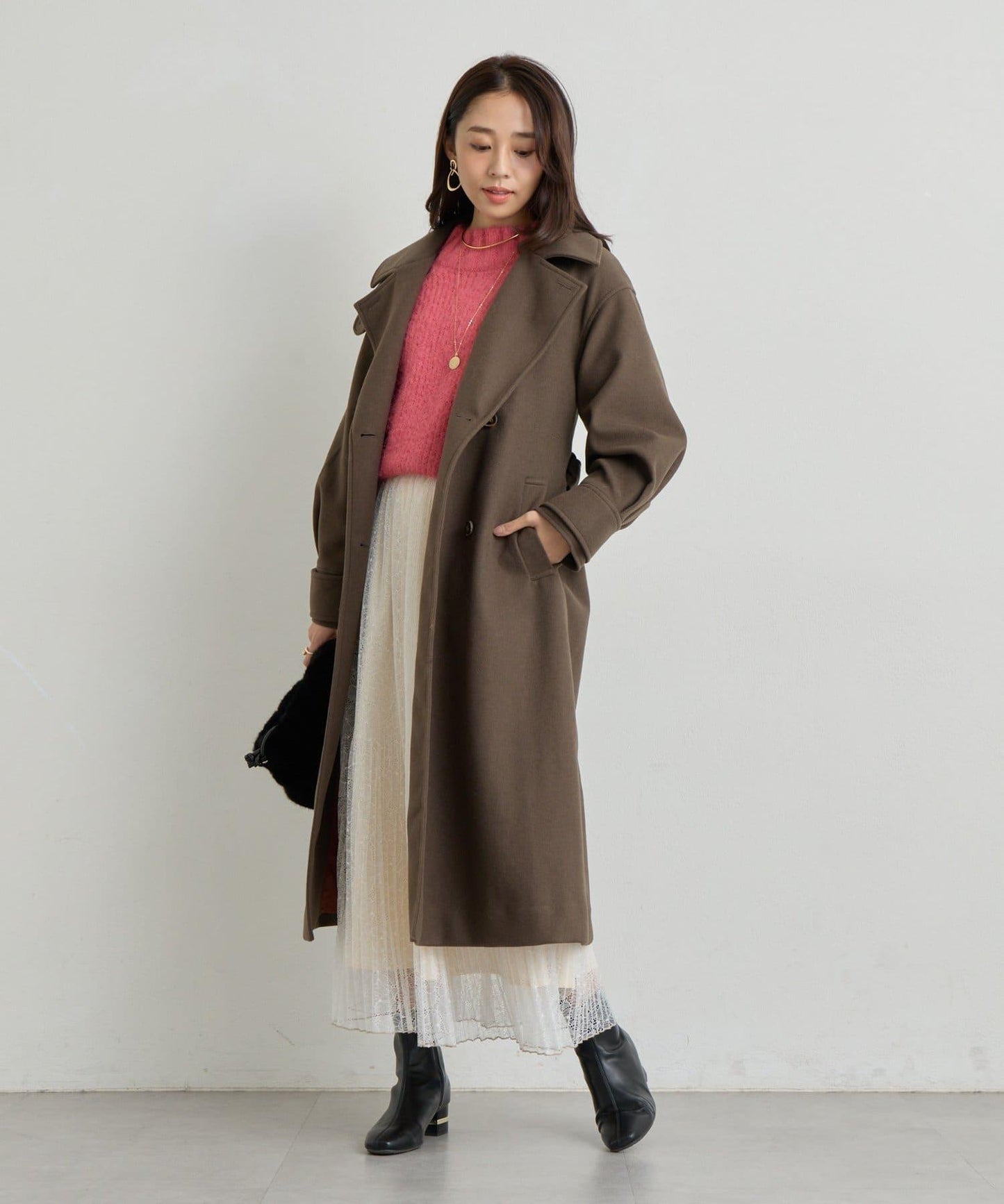 日常百搭壓縮起毛寬領針織衫