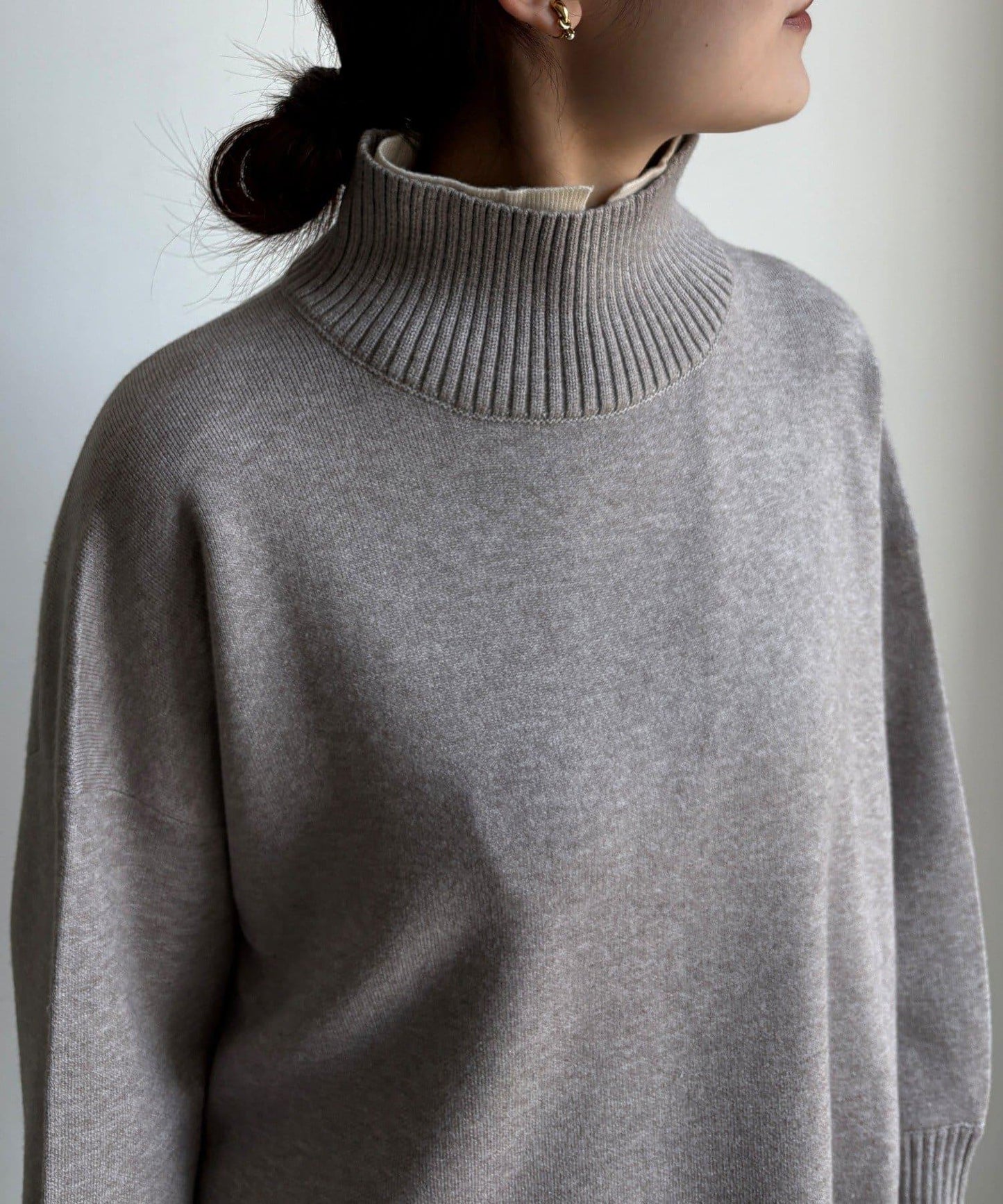 拼色雙層領針織上衣