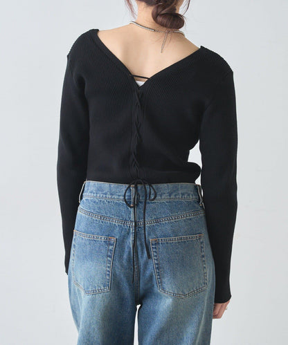 【前後兩穿設計】繫帶針織衫