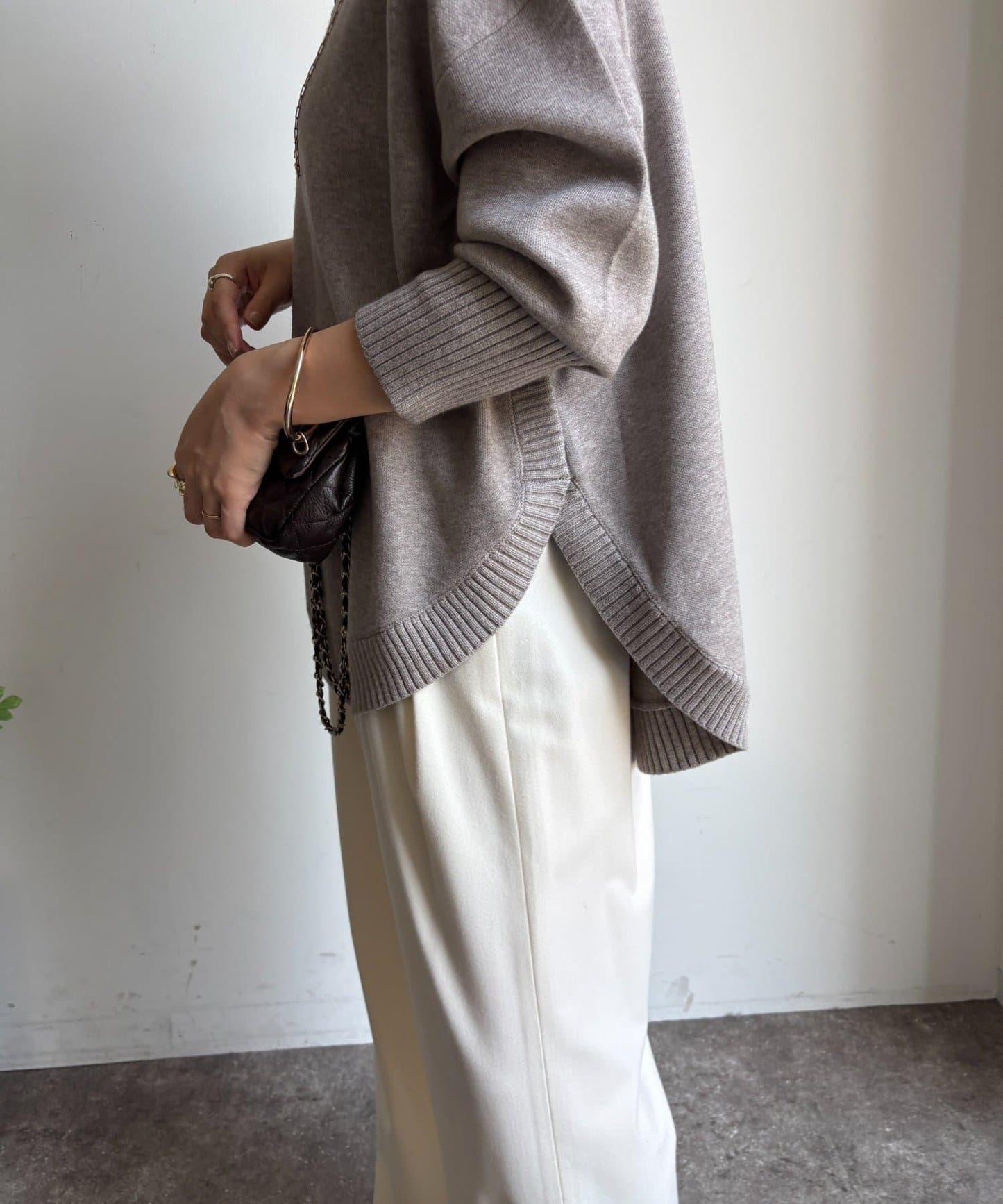 拼色雙層領針織上衣