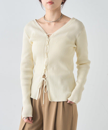 【前後兩穿設計】繫帶針織衫