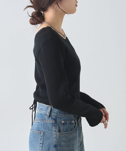 【前後兩穿設計】繫帶針織衫