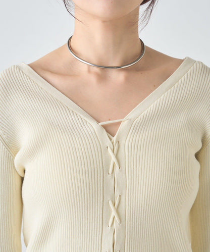 【前後兩穿設計】繫帶針織衫