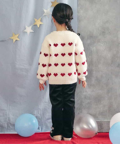 愛心花朵貓咪圖案針織衫_可機洗