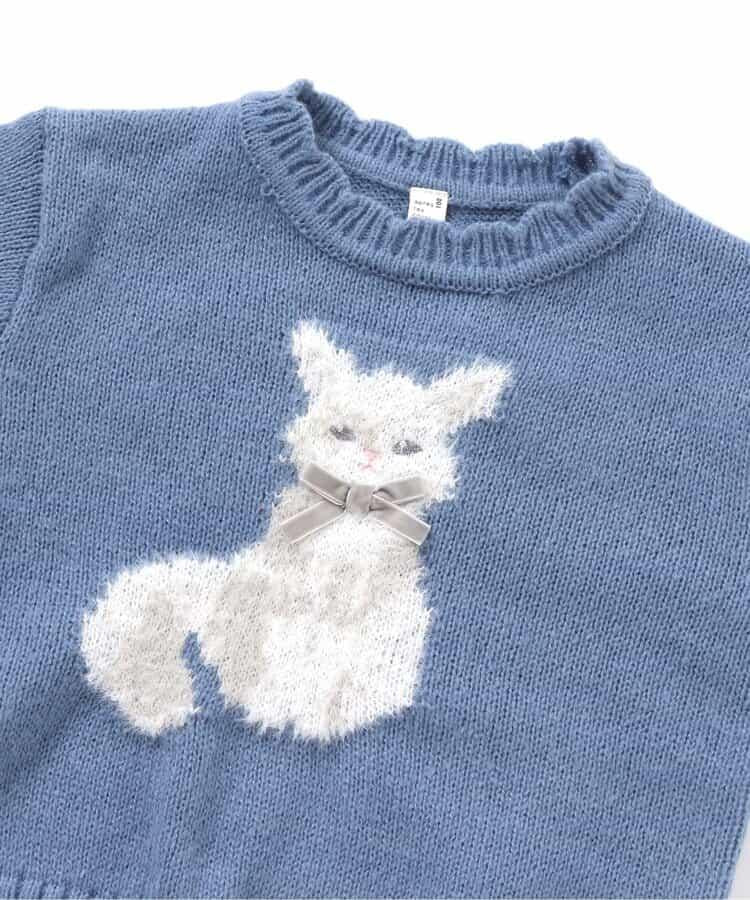 愛心花朵貓咪圖案針織衫_可機洗