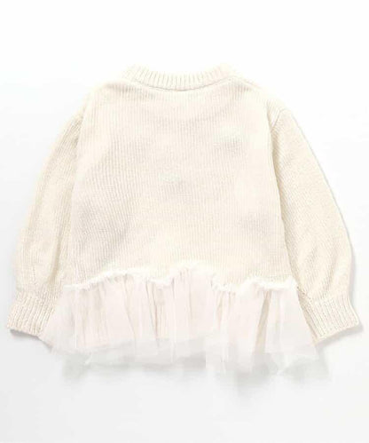 荷葉邊薄紗蝴蝶結針織衫
