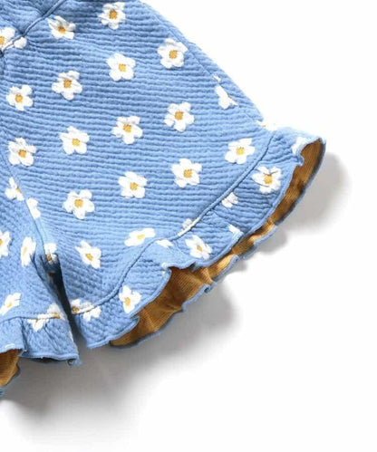 愛心花卉提花吊帶背心&荷葉邊短褲套裝 短款