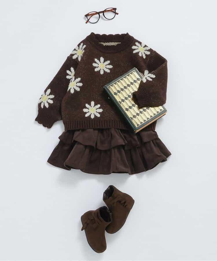 愛心花朵貓咪圖案針織衫_可機洗