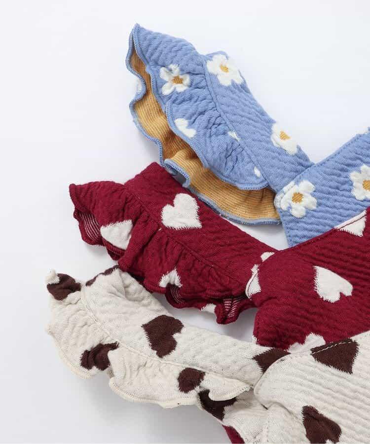 愛心花卉提花吊帶背心&荷葉邊短褲套裝 短款