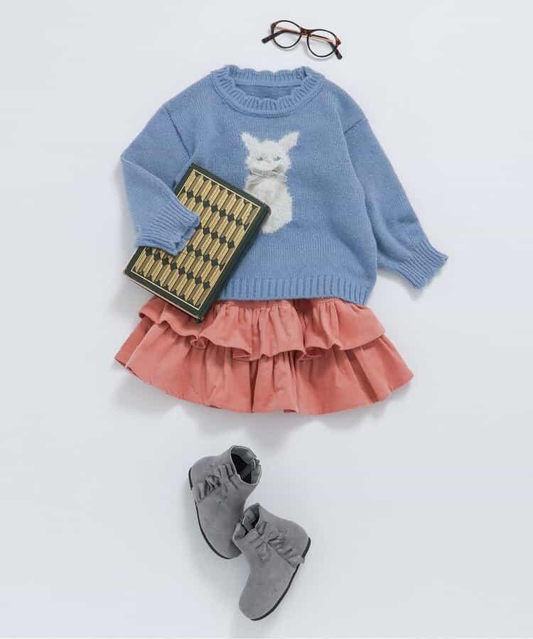 愛心花朵貓咪圖案針織衫_可機洗