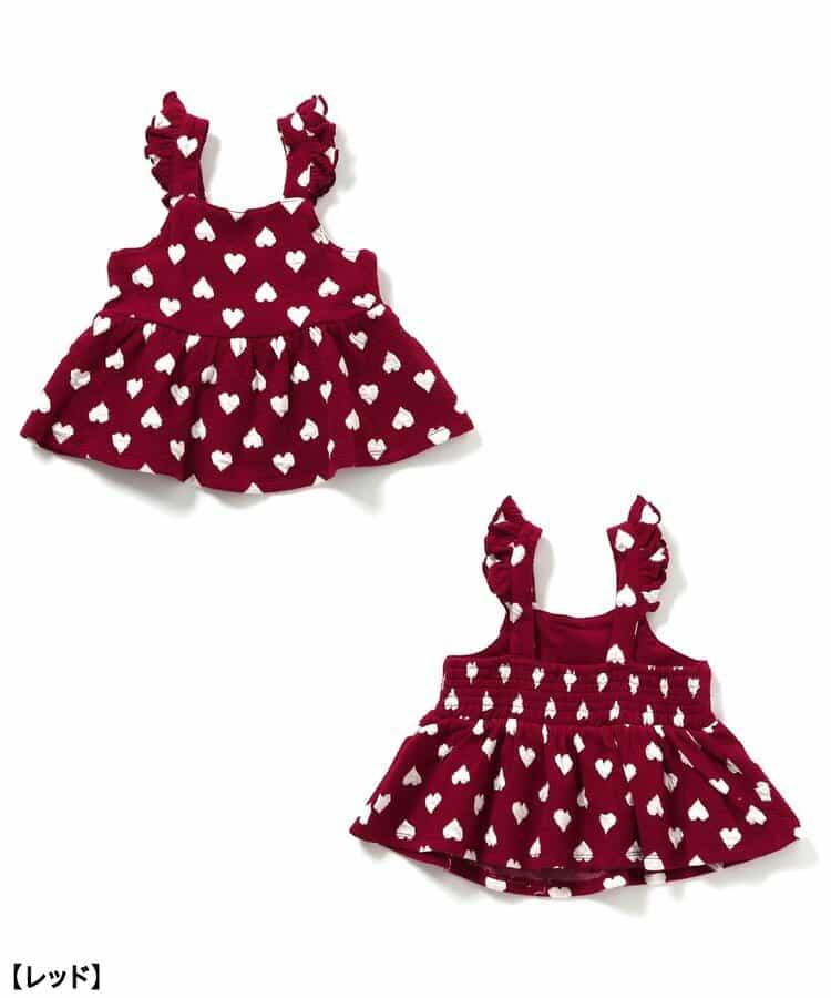 愛心花卉提花吊帶背心&荷葉邊短褲套裝 短款