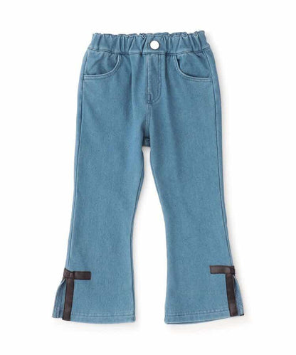 側邊蝴蝶結加絨喇叭褲 九分褲