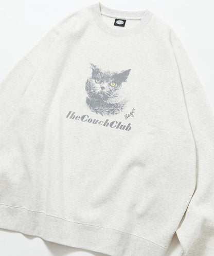 寬鬆版型前印花圓領衛衣 / CAT Portrait