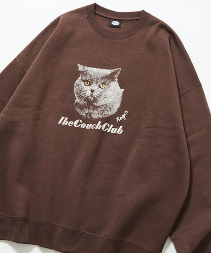 寬鬆版型前印花圓領衛衣 / CAT Portrait