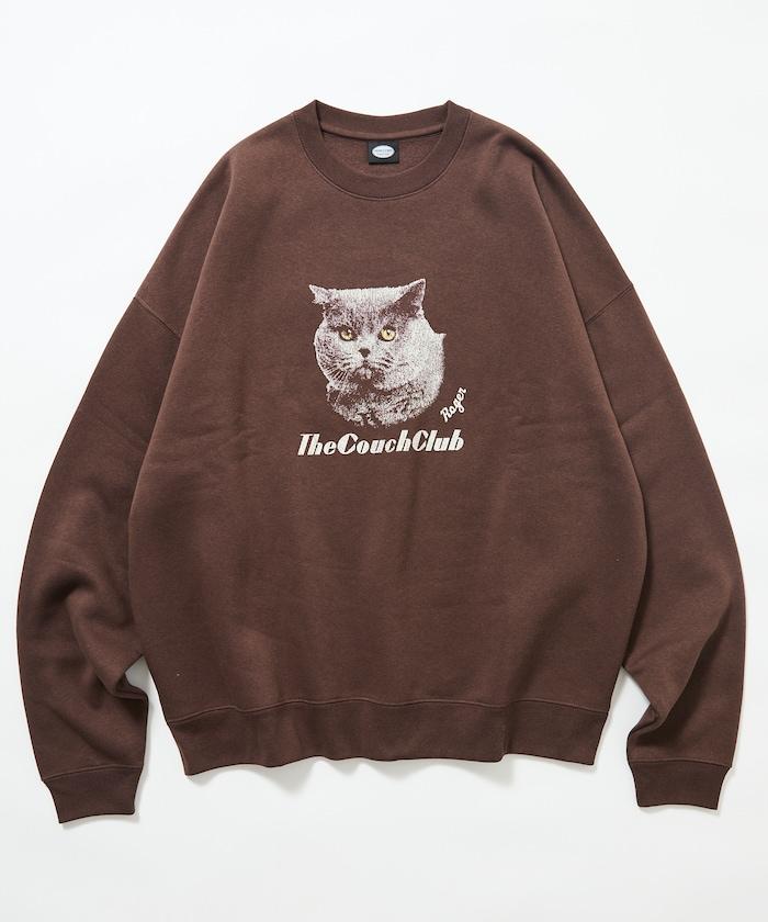 寬鬆版型前印花圓領衛衣 / CAT Portrait