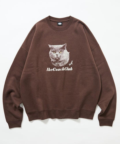 寬鬆版型前印花圓領衛衣 / CAT Portrait