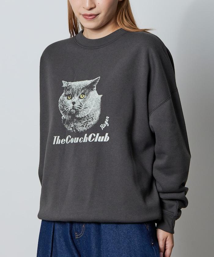 寬鬆版型前印花圓領衛衣 / CAT Portrait