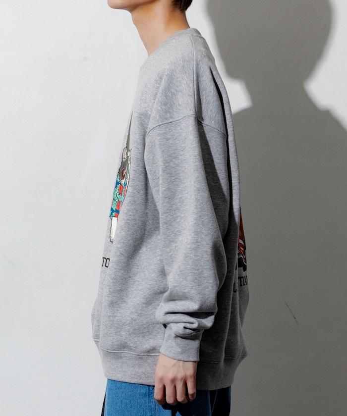 寬鬆版型 雙面印花 圓領衛衣 / THREE CATS