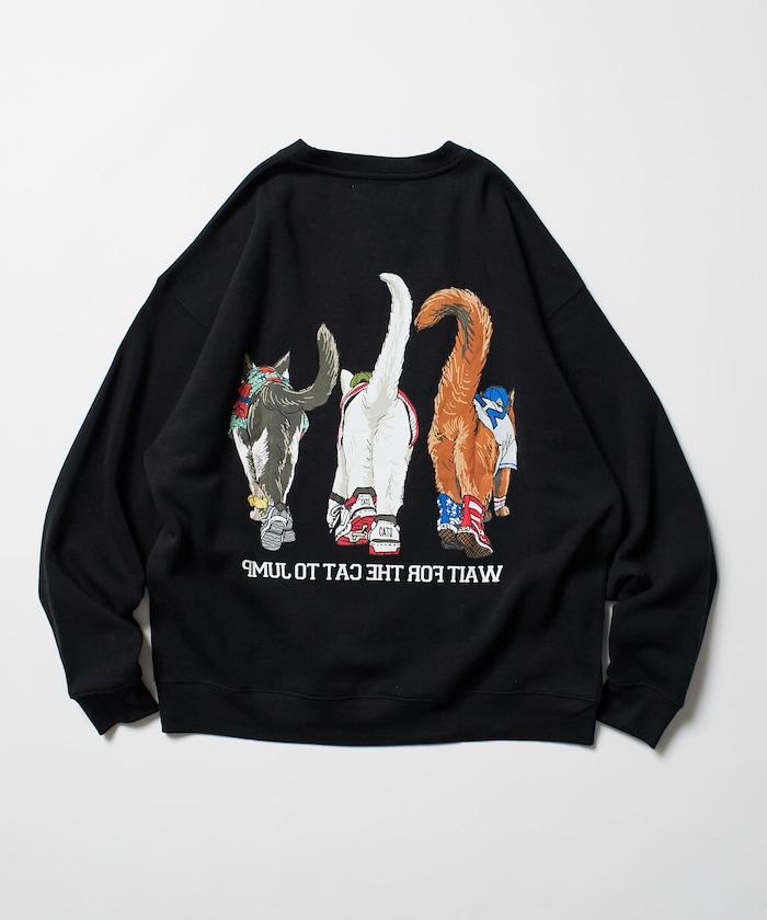 寬鬆版型 雙面印花 圓領衛衣 / THREE CATS