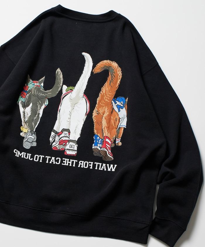 寬鬆版型 雙面印花 圓領衛衣 / THREE CATS