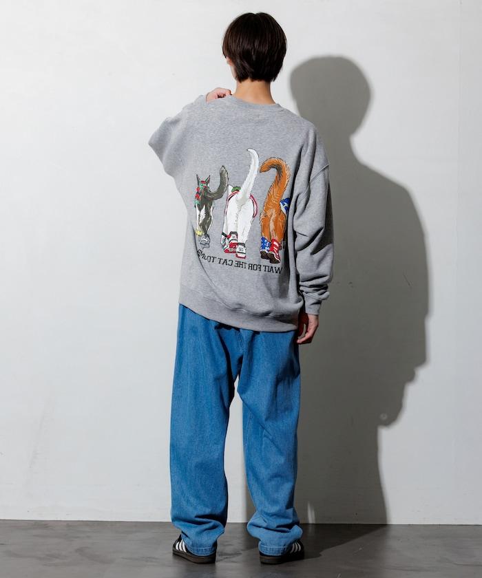 寬鬆版型 雙面印花 圓領衛衣 / THREE CATS