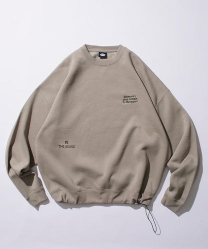 寬鬆版型 單點刺繡 後背印花 下襬抽繩 圓領衛衣