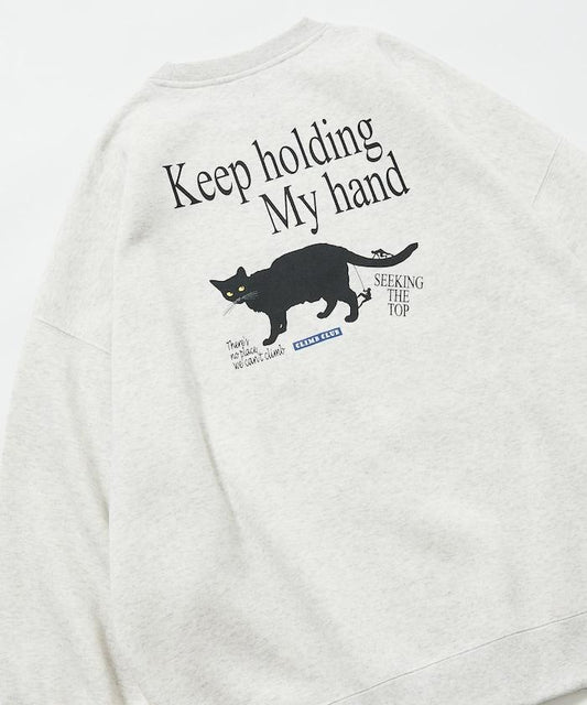 寬鬆版型背面印花圓領衛衣 / CLIMB CLUB Cat