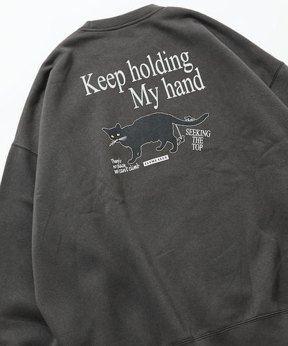 寬鬆版型背面印花圓領衛衣 / CLIMB CLUB Cat