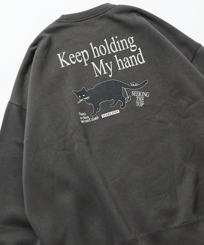 寬鬆版型背面印花圓領衛衣 / CLIMB CLUB Cat