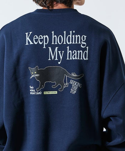 寬鬆版型背面印花圓領衛衣 / CLIMB CLUB Cat