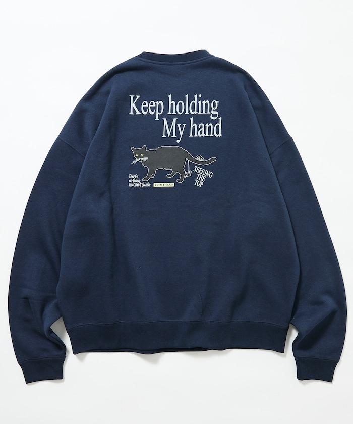 寬鬆版型背面印花圓領衛衣 / CLIMB CLUB Cat