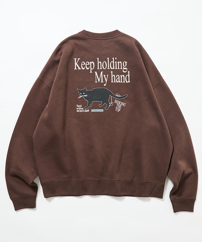 寬鬆版型背面印花圓領衛衣 / CLIMB CLUB Cat